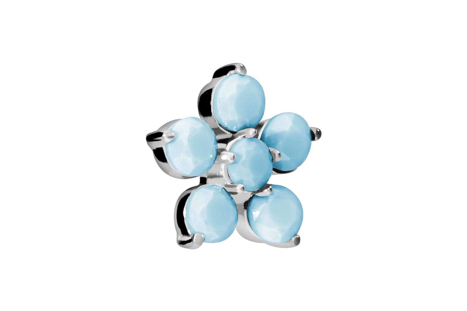 Titan Schraubaufsatz mit Außengewinde BLUME + SYNTHETISCHE TÜRKISE von Piercingline